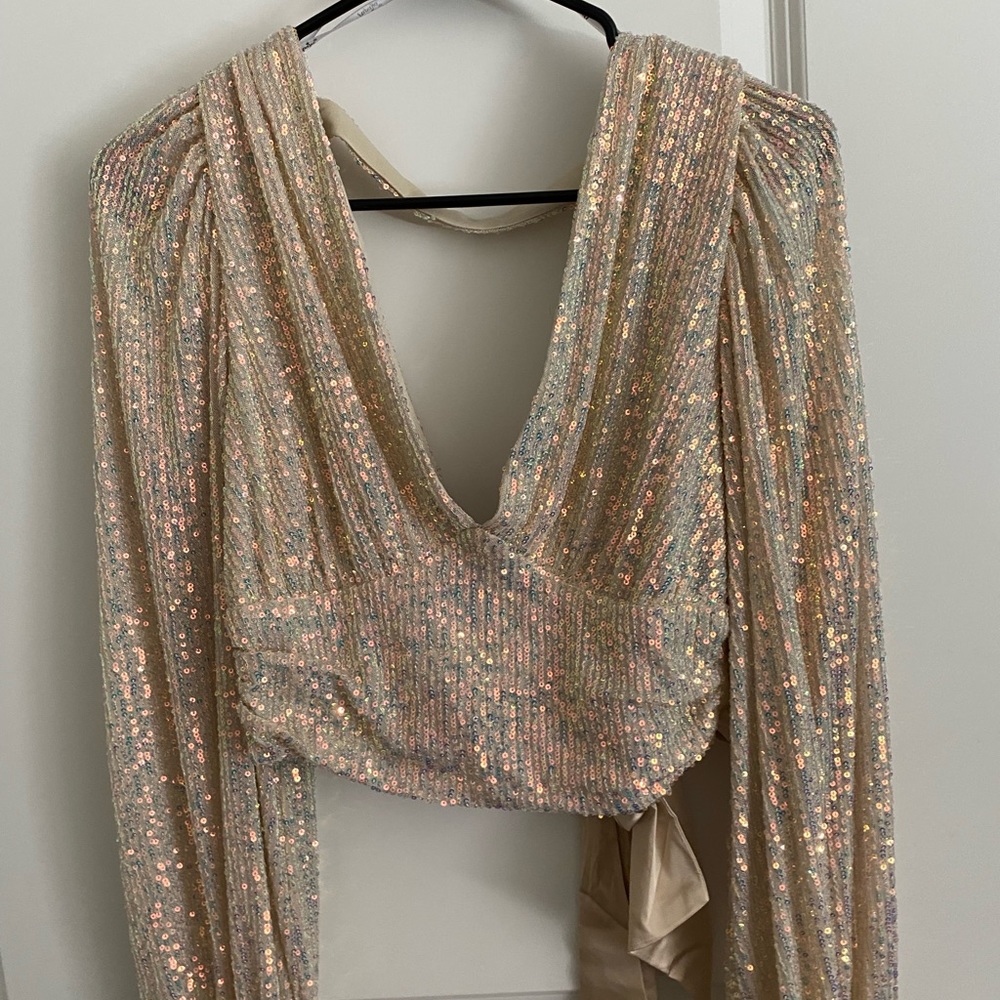 Gold sequin crop top